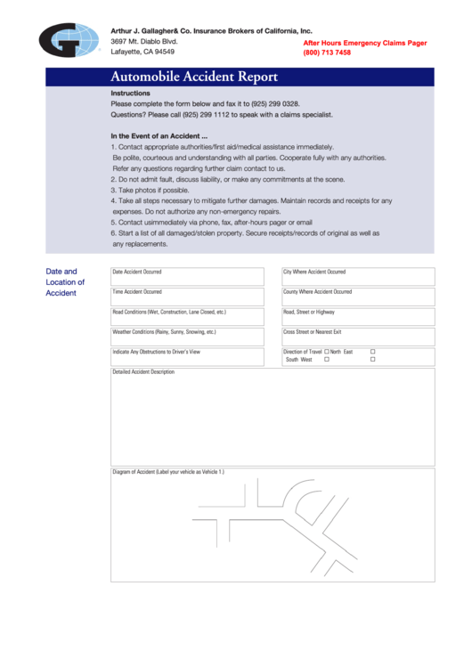 Fillable Automobile Accident Report Printable pdf