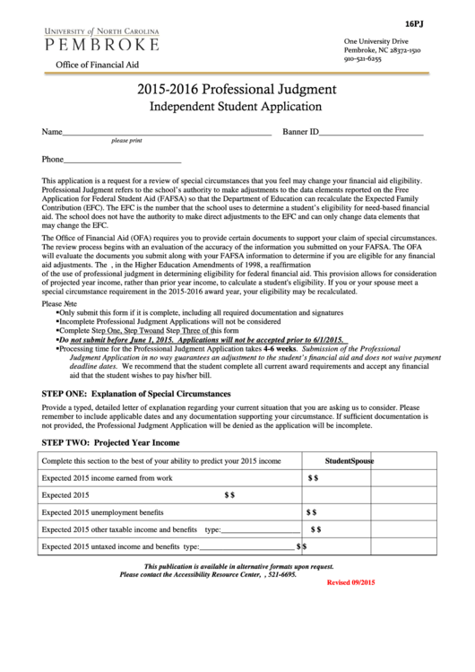 Independent Professional Judgment Application Printable pdf