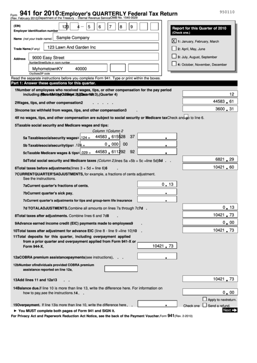 Form 941 Employers Quarterly Federal Tax Return Schedule B Form 941
