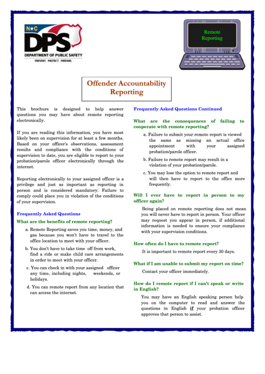 Fillable Offender Accountability Reporting Printable pdf