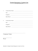 Tenant Emergency Contact Form