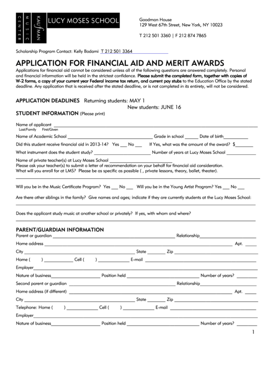 Financial Aid Applications Printable pdf