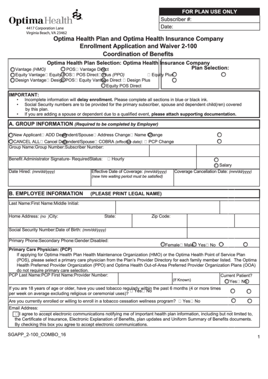 Employee Enrollment Change Waiver Form, Lyons & Associates Printable pdf