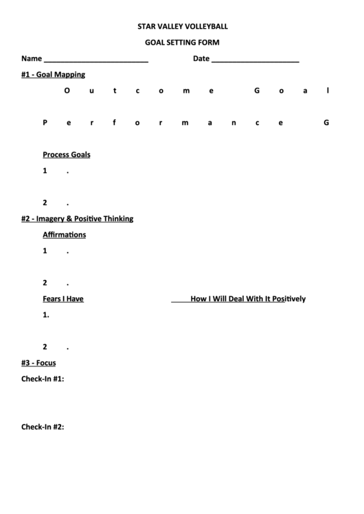 Goal Setting Form Printable pdf
