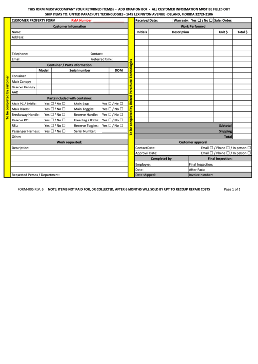 Work Performed Form Printable pdf