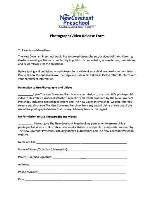 Media Release Form Printable pdf