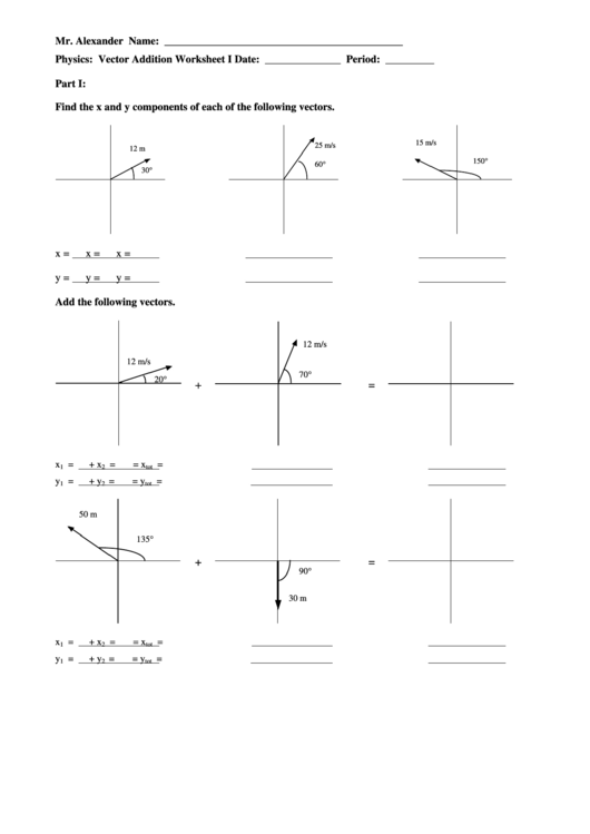 Mr Alexander Physics Vector Addition Worksheet 1 Answers - Thekidsworksheet