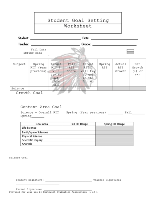 Student Goal Setting Worksheet Printable pdf