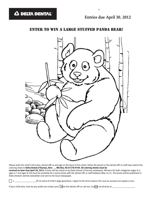 Panda Coloring Contest Sheet Printable pdf