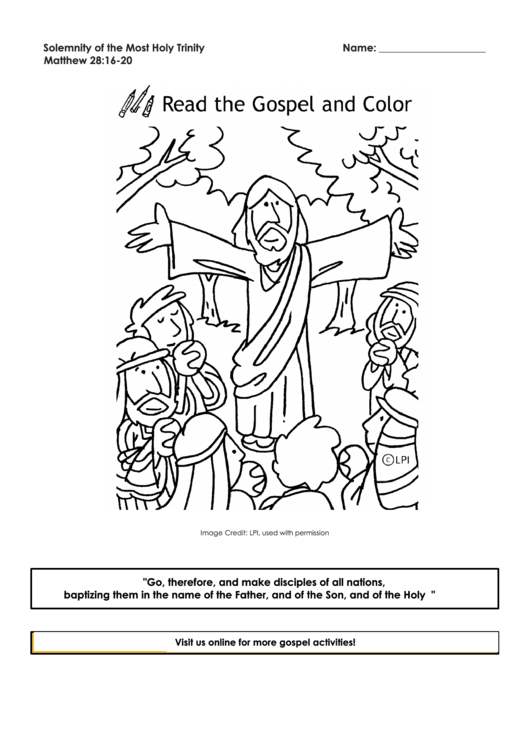 Coloring Page - Solemnity Of The Most Holy Trinity Printable pdf