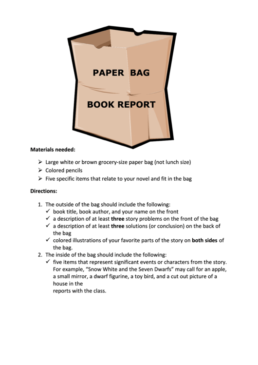 Paper Bag Book Report Printable pdf