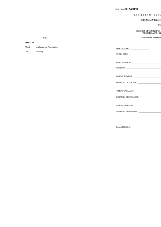Form Ta 1 - Secondary Examination Certificate Form Printable pdf