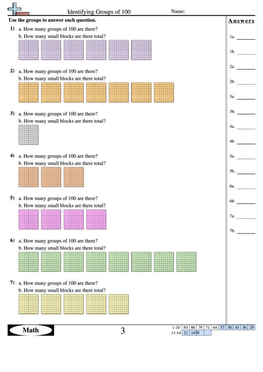 Identifying Groups Of 100 Worksheet With Answer Key Printable pdf