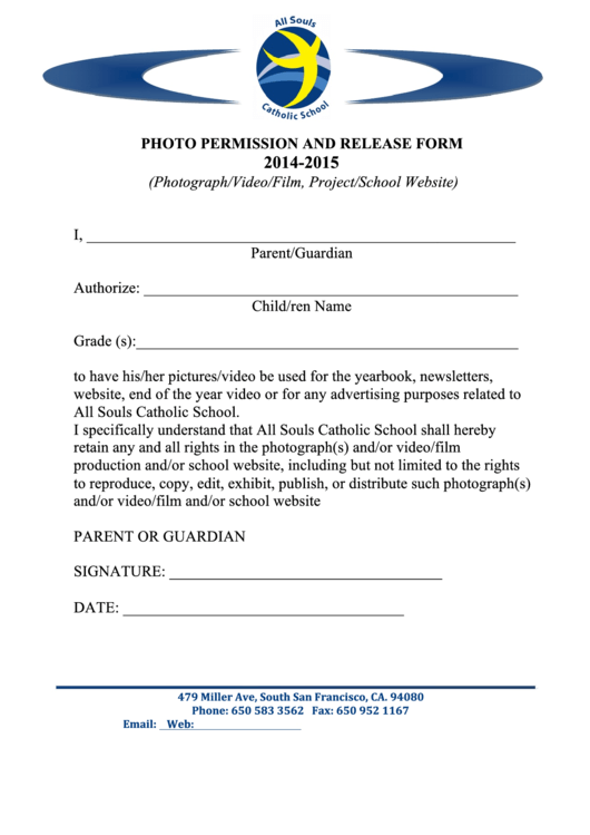 Photo Permission And Release Form