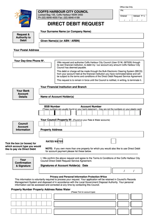 Direct Debit Form With Service Agreement Template Printable pdf