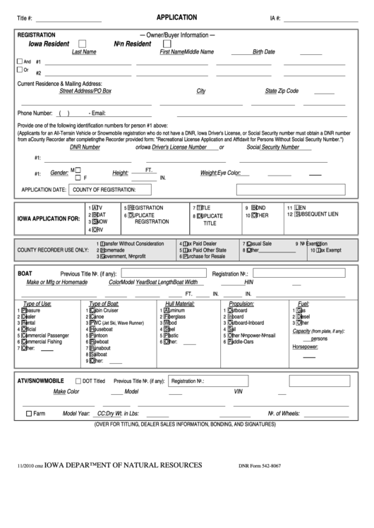 Iowa Department Of Natural Resources Application Printable pdf