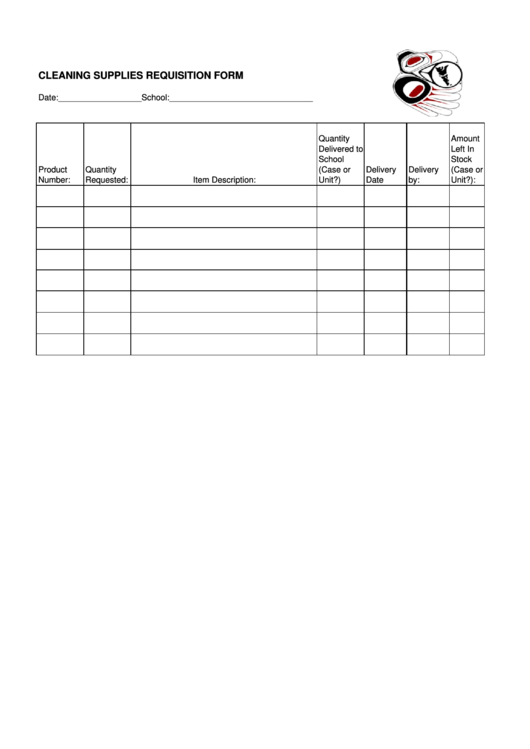 Cleaning Supplies Requisition Form Printable pdf
