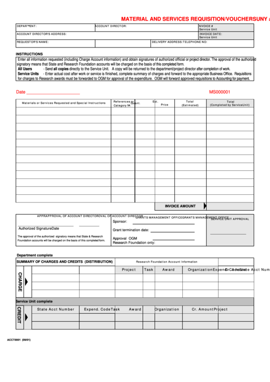 Material And Services Requisition Form