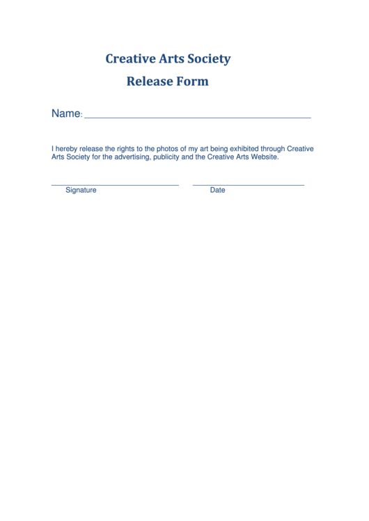 Creative Arts Society Release Form