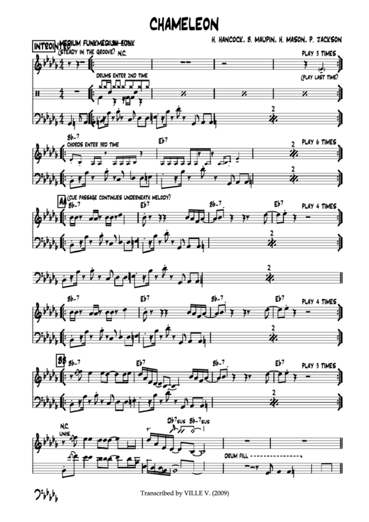 Chameleon Music Sheet Drums (Page 3 of 3) in pdf