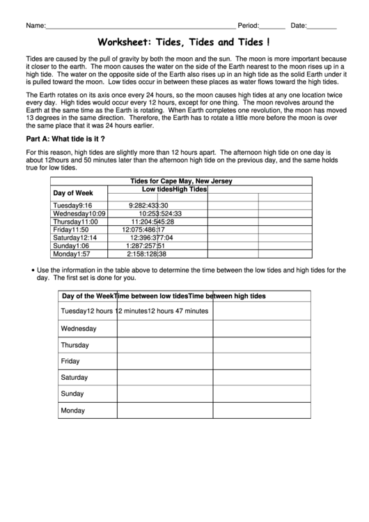 Worksheet Tides Tides And Tides Printable Pdf Download