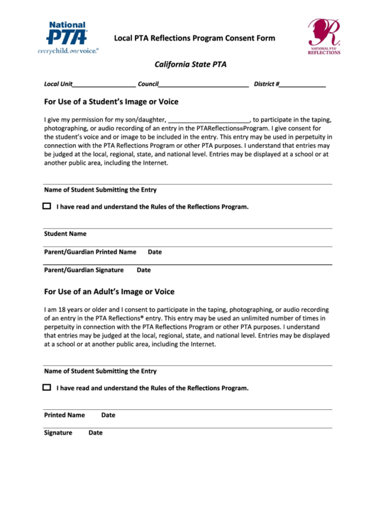 Program Consent Form Printable pdf