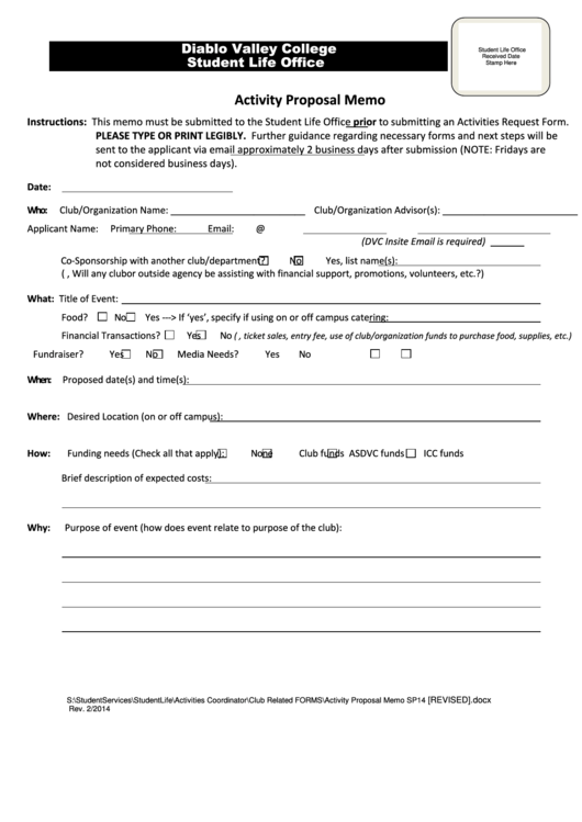 Activity Proposal Memo Printable pdf