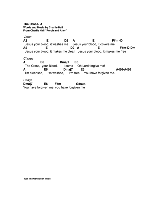 The Cross Chord Chart Printable pdf