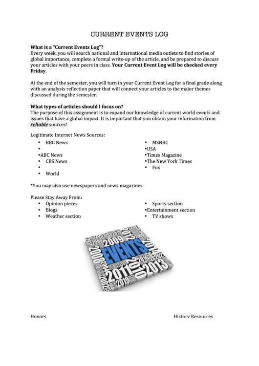 Current Events Journal Template Printable Pdf Download