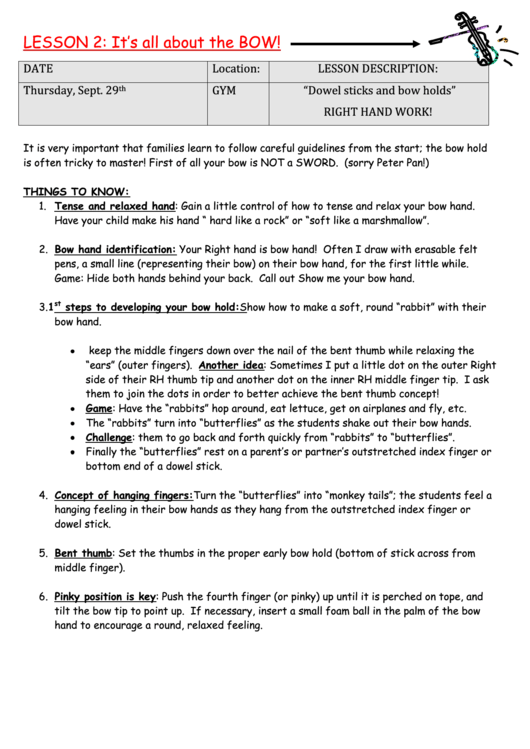 Lesson Notes Violin Printable pdf