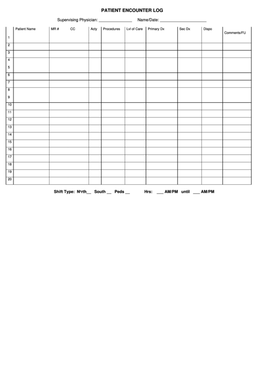 Printable Patient Encounter Form Template Printable Word Searches