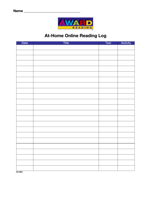 At-Home Online Reading Log Printable pdf