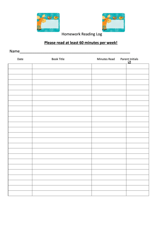 3rd grade homework log