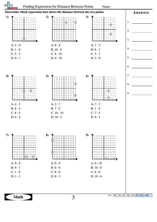 Finding Expression For Distance Between Points Printable pdf