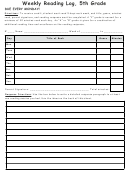 Weekly Reading Log Template - 5th Grade