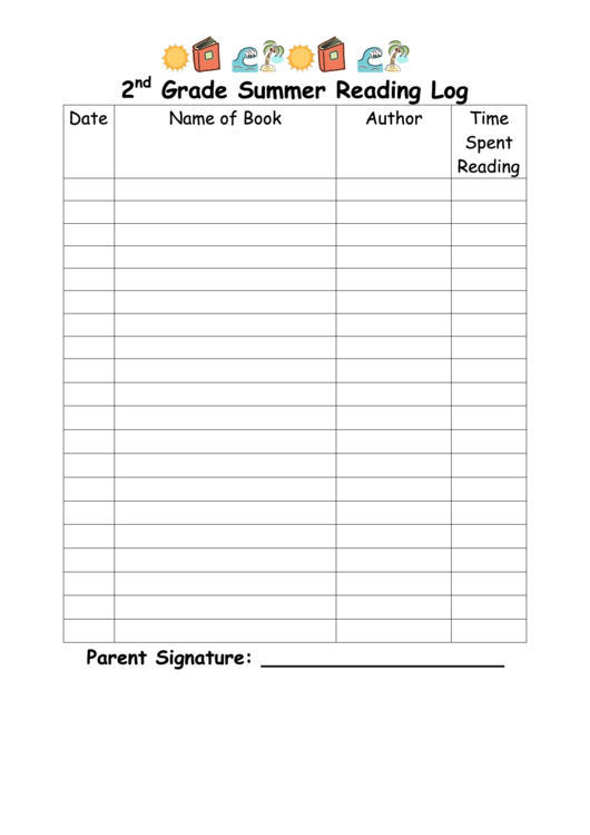 2nd Grade Summer Reading Log Printable pdf