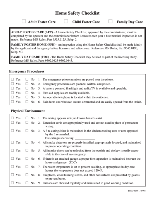 Home Safety Checklist Template Printable pdf