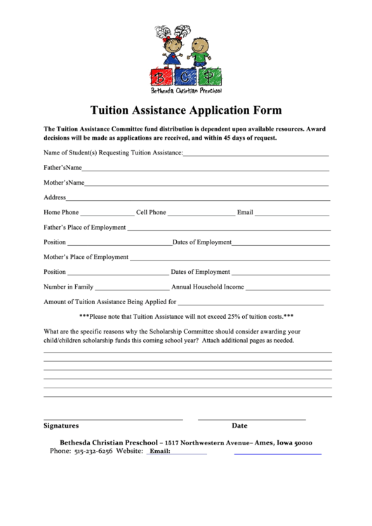 Bcp Tuition Assistance Application Form Printable pdf