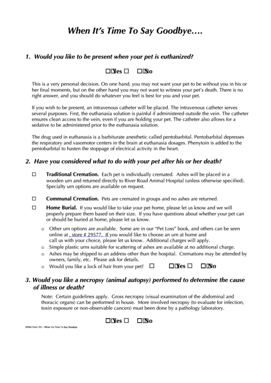 Pet Euthanasia Process (Template) Printable pdf