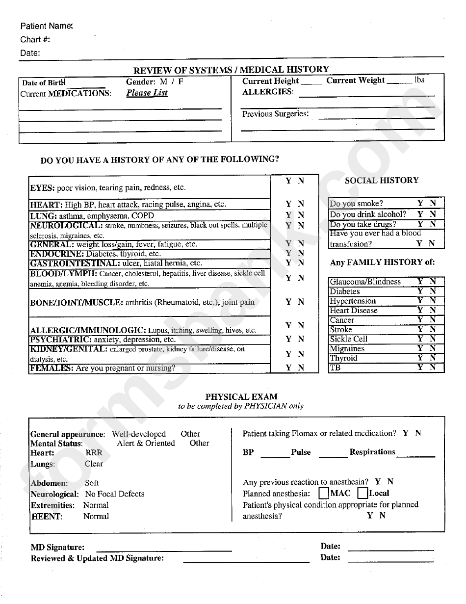 Medical And Vision Insurance Information Form