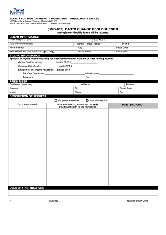 Smd Parts Change Request Form Printable pdf