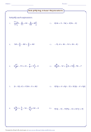 Simplifying Linear Expressions Worksheet Printable pdf