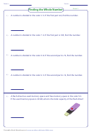 Finding The Whole Number Worksheet Printable pdf