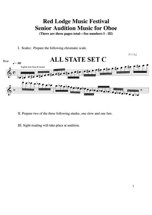 Red Lodge Music Festival Senior Audition Music For Oboe Printable pdf