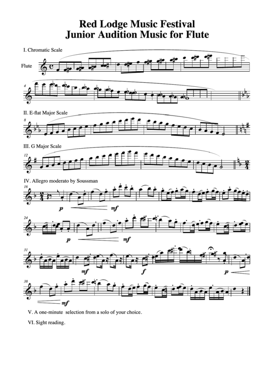 Junior Audition Music For Flute Printable pdf