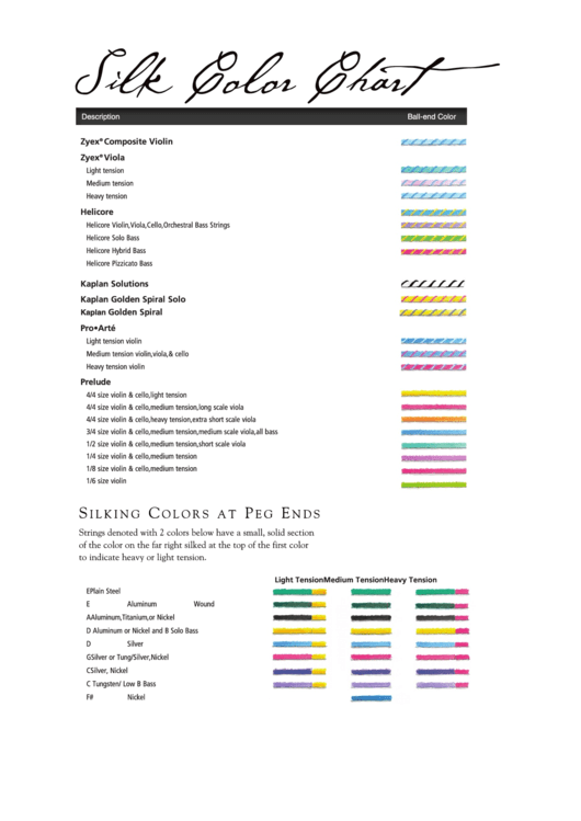 Silk Color Chart - Simon Watkin Violins Printable pdf