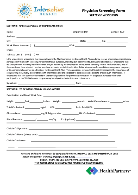 Physician Screening Form