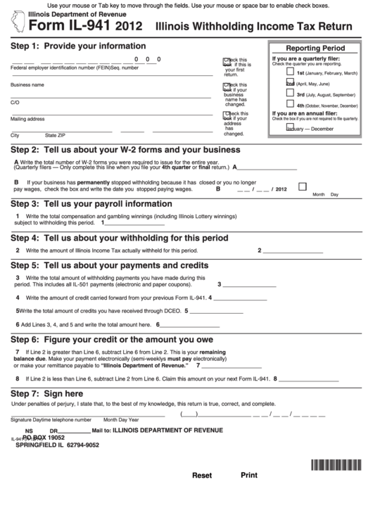 Il 941 Printable Form Printable Forms Free Online