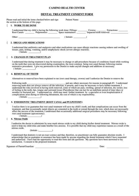 Printable Dental Consent Forms Printable Forms Free Online