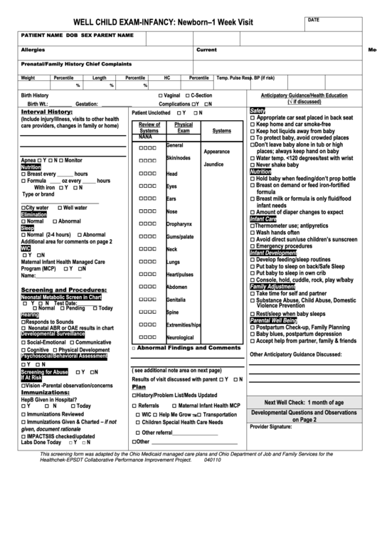  Free Printable Well Child Visit Template Printable Templates